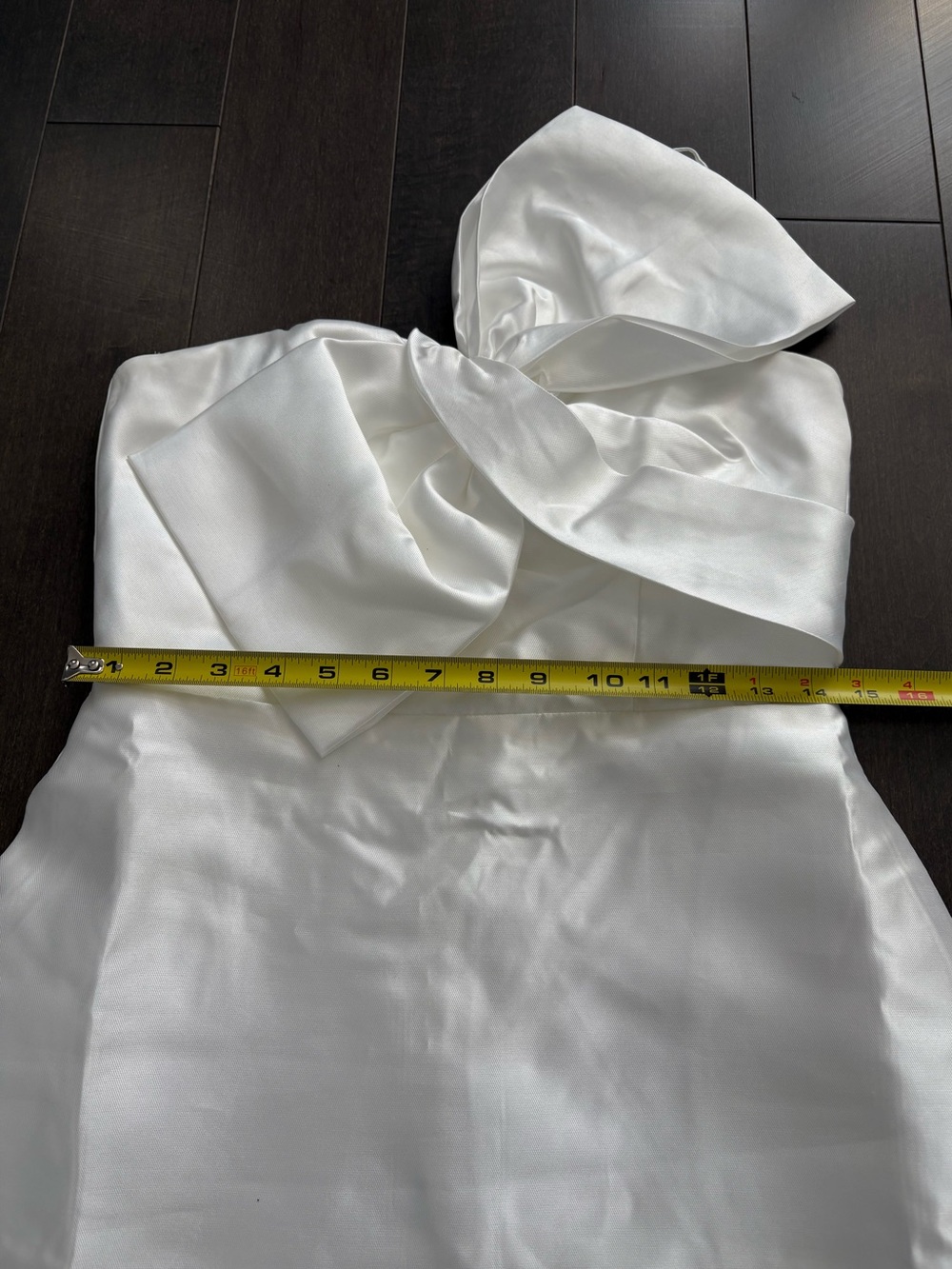 Lulus Utterly Pretty White Bow One-Shoulder Mini Dress with Pockets Bridal - Picture 3 of 11
